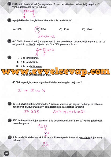 8 sınıf matematik sayfa 58 cevapları
